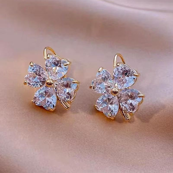 Drop Earring Zirconia Cubic Clover FashionChic