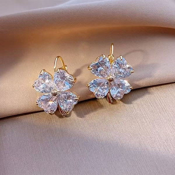 Drop Earring Zirconia Cubic Clover FashionChic