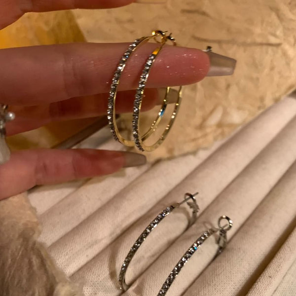 Hoop Earring Rhinestone FashionChic