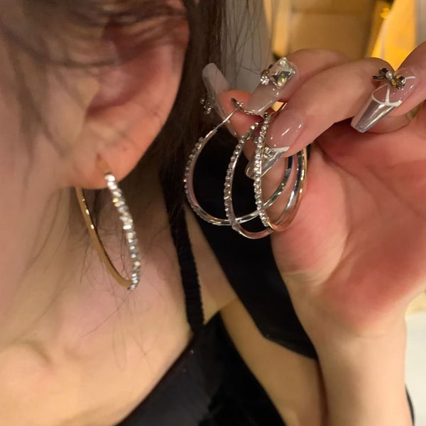 Hoop Earring Rhinestone FashionChic