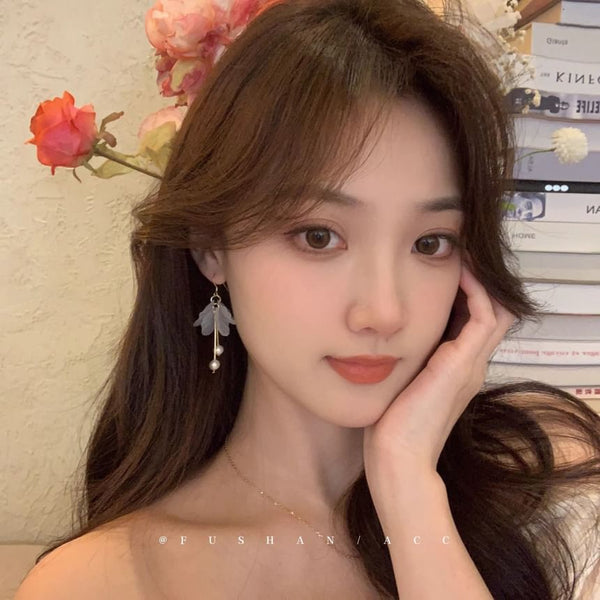 Pearl Drop Earring Faux Flower FashionChic