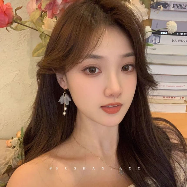 Pearl Drop Earring Faux Flower FashionChic