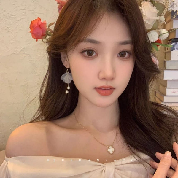 Pearl Drop Earring Faux Flower FashionChic