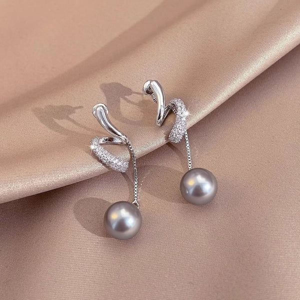 Earring Faux Dangle Pearl Rhinestone FashionChic