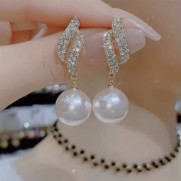 Faux Stud Earring Pearl Rhinestone FashionChic
