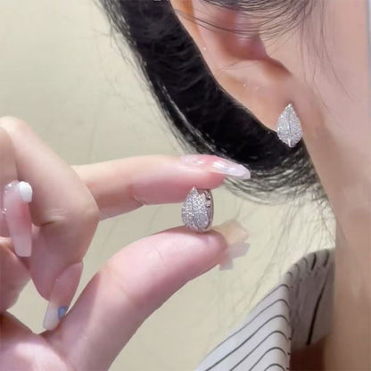 Stud Leaf Earring Rhinestone FashionChic