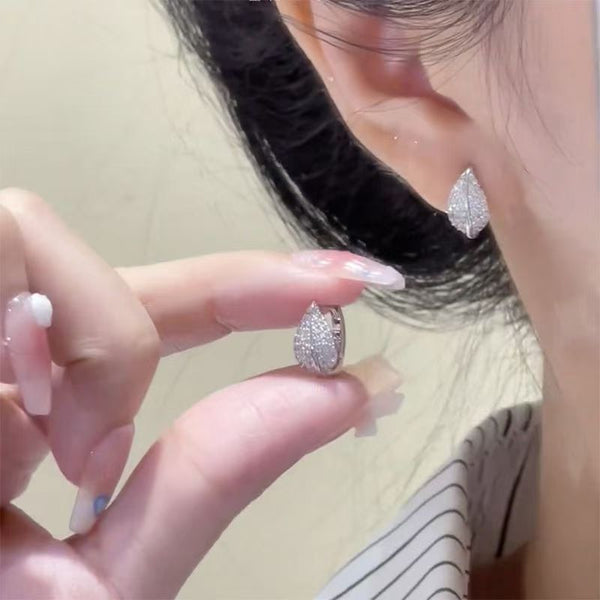 Stud Leaf Earring Rhinestone FashionChic
