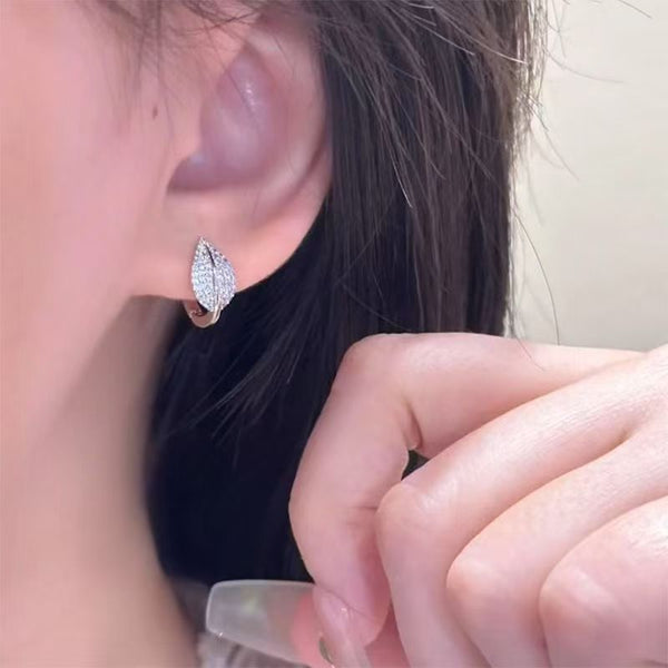 Stud Leaf Earring Rhinestone FashionChic