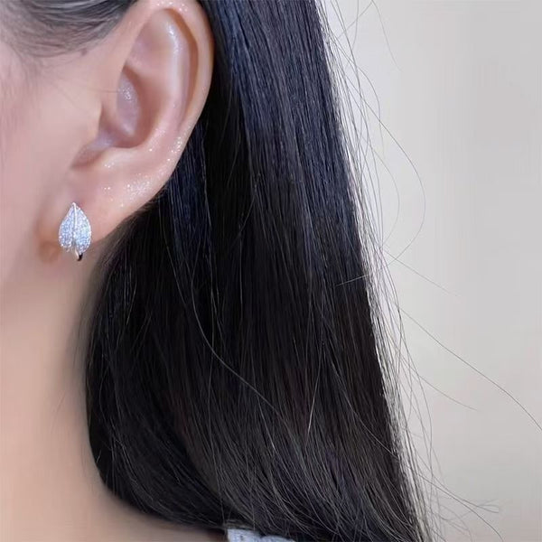 Stud Leaf Earring Rhinestone FashionChic