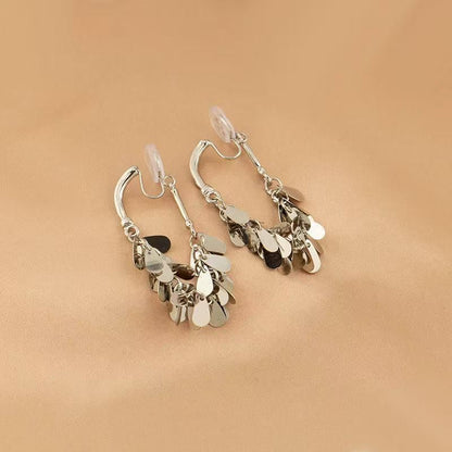 Disc Dangle Fringed Alloy Earring FashionChic