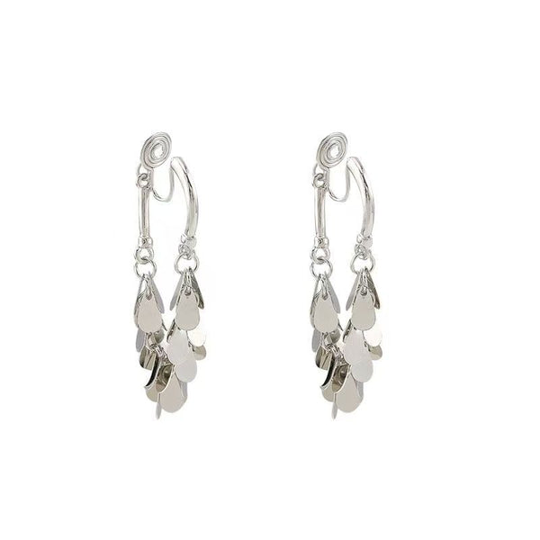 Disc Dangle Fringed Alloy Earring FashionChic