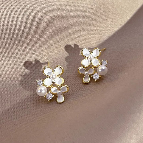 Earring Faux Floral / Ear Cuff Alloy Pearl Stud FashionChic