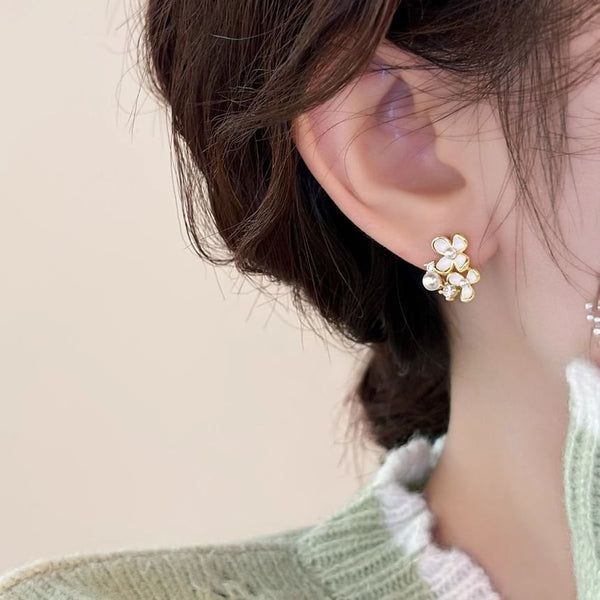 Earring Faux Floral / Ear Cuff Alloy Pearl Stud FashionChic