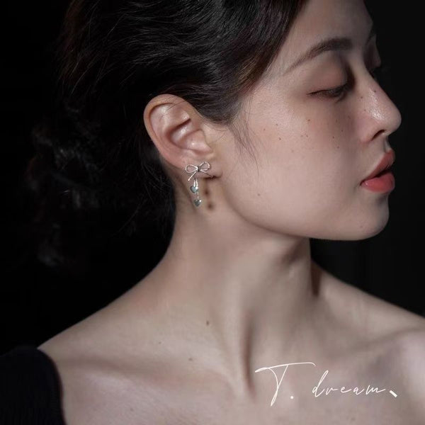 Alloy Earring Heart Dangle Bow FashionChic