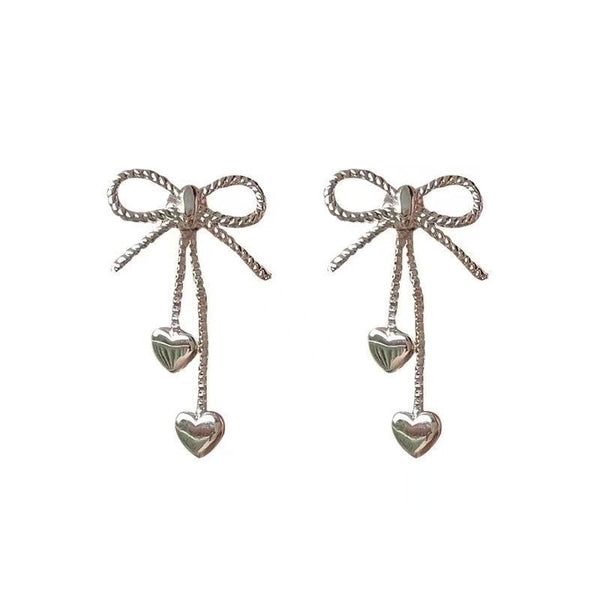 Alloy Earring Heart Dangle Bow FashionChic