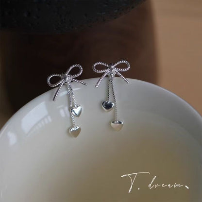 Alloy Earring Heart Dangle Bow FashionChic