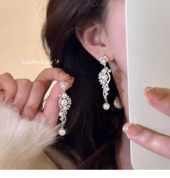 Faux Pearl Alloy Earring Dangle FashionChic