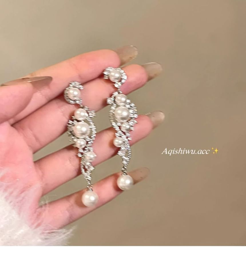 Faux Pearl Alloy Earring Dangle FashionChic