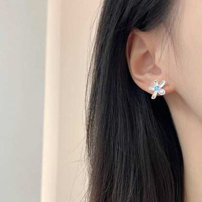 Earring Alloy Floral Stud Rhinestone FashionChic