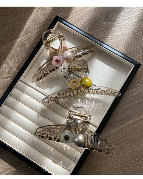 Faux Hair Acrylic Claw Flower Pearl FashionChic