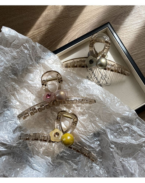 Faux Hair Acrylic Claw Flower Pearl FashionChic