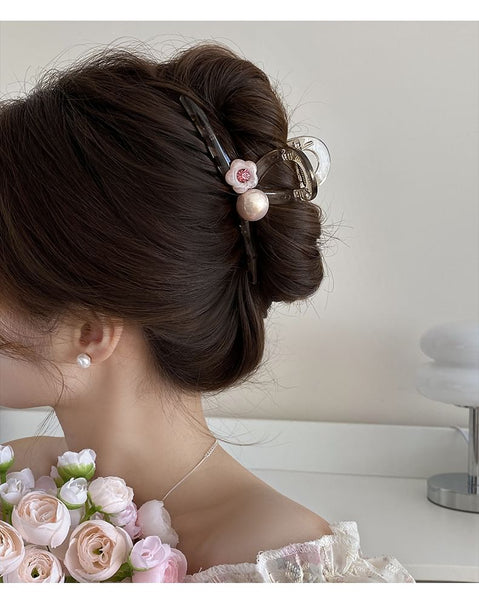 Faux Hair Acrylic Claw Flower Pearl FashionChic