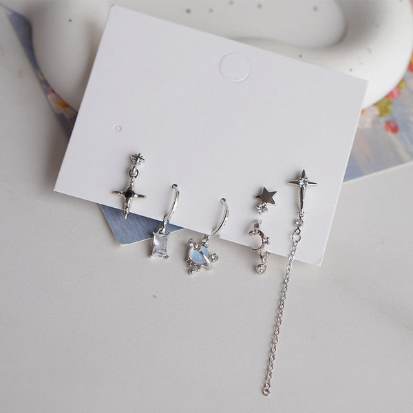 Drop + 925 Sterling Silver 6: Set Earring Dangle of Huggie Rhinestone FashionChic