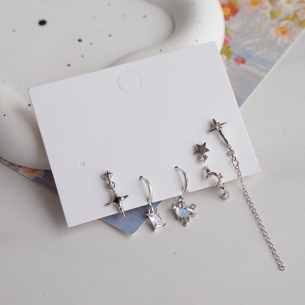 Drop + 925 Sterling Silver 6: Set Earring Dangle of Huggie Rhinestone FashionChic