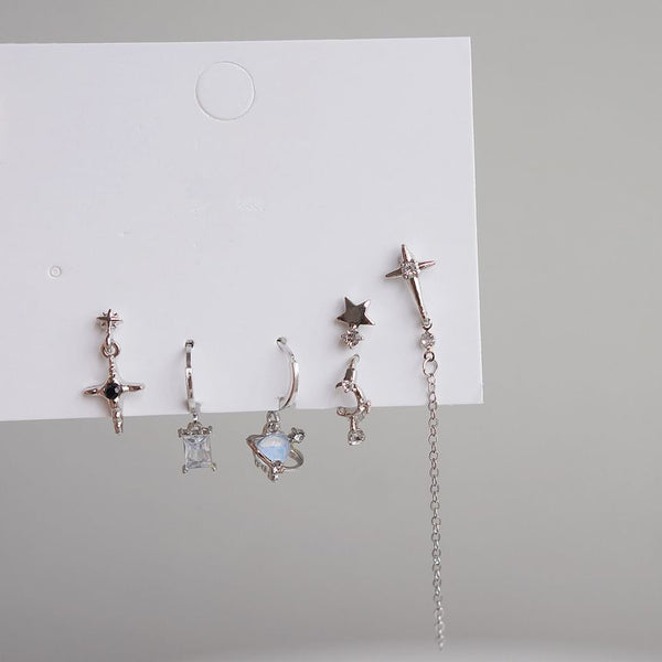 Drop + 925 Sterling Silver 6: Set Earring Dangle of Huggie Rhinestone FashionChic