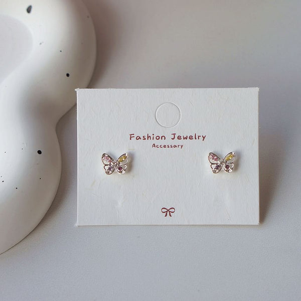 Butterfly Earring CZ Silver Stud Sterling 925 FashionChic