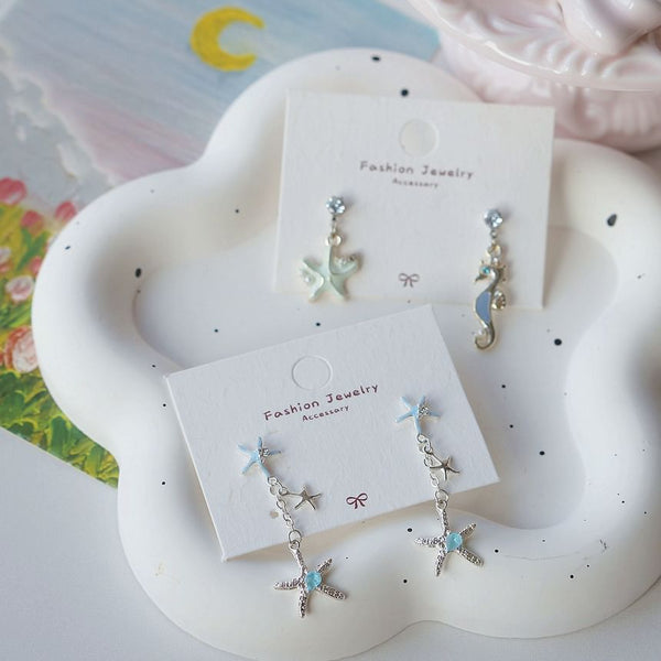 Silver Drop Sterling 925 Earring Starfish / Clip-On Rhinestone FashionChic