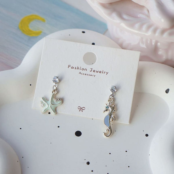 Silver Drop Sterling 925 Earring Starfish / Clip-On Rhinestone FashionChic