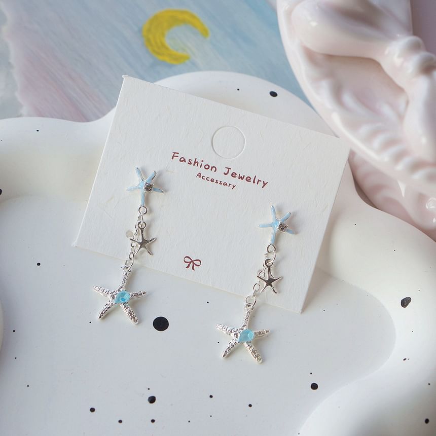 Silver Drop Sterling 925 Earring Starfish / Clip-On Rhinestone FashionChic