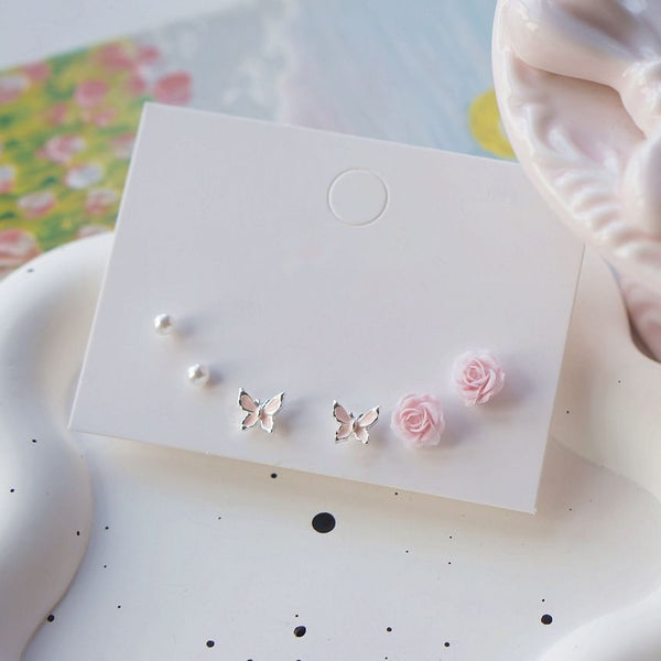 925 Sterling Stud of Set Silver Earring 6: FashionChic