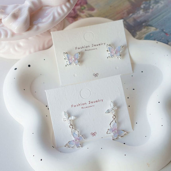 Sterling / Earring Stud Butterfly Drop Silver 925 FashionChic