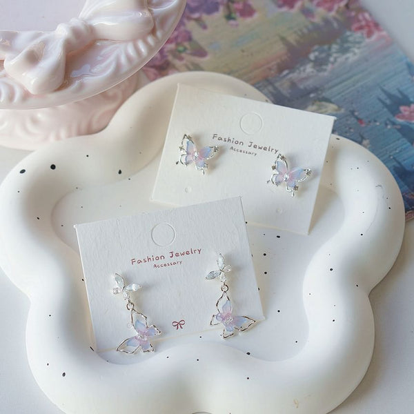 Sterling / Earring Stud Butterfly Drop Silver 925 FashionChic