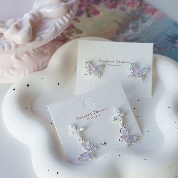 Sterling / Earring Stud Butterfly Drop Silver 925 FashionChic