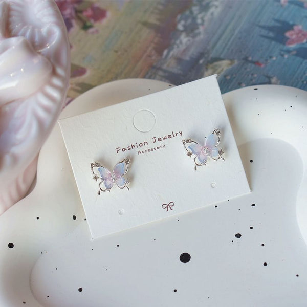 Sterling / Earring Stud Butterfly Drop Silver 925 FashionChic