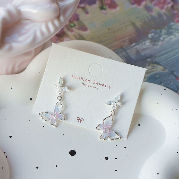 Sterling / Earring Stud Butterfly Drop Silver 925 FashionChic