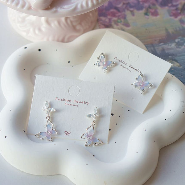 Sterling / Earring Stud Butterfly Drop Silver 925 FashionChic