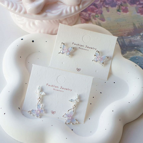 Sterling / Earring Stud Butterfly Drop Silver 925 FashionChic