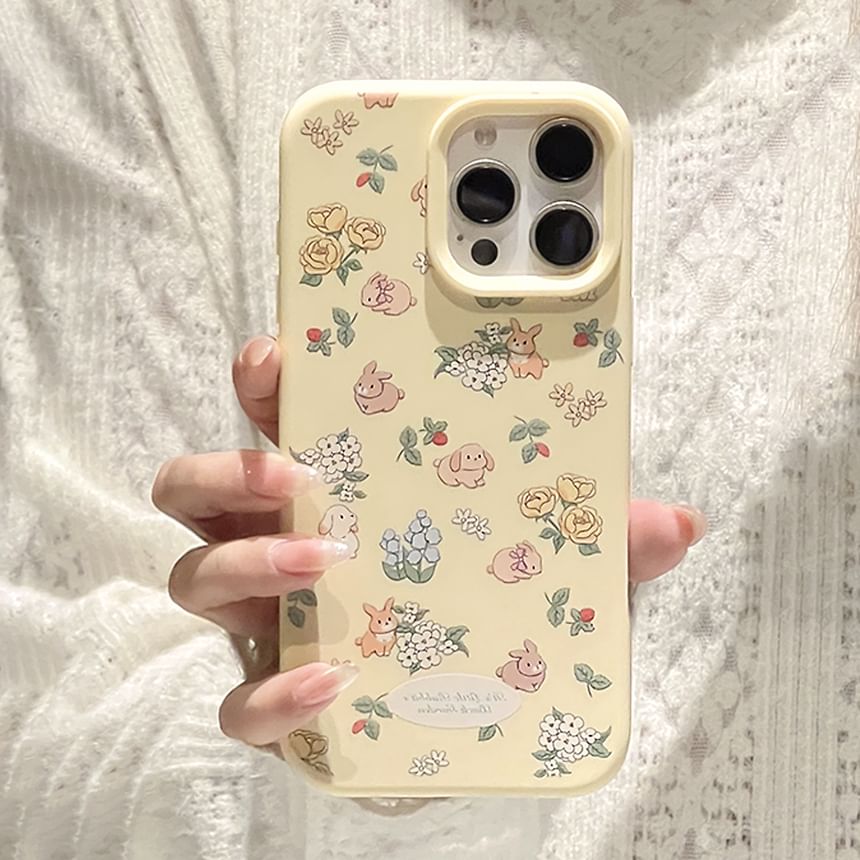 / Print Strap Case Bead Rabbit Set Phone FashionChic