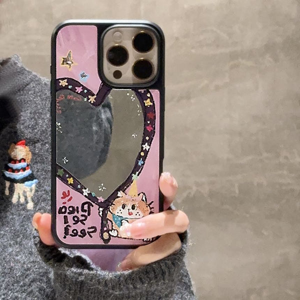 Mirror Star Case Heart Strap Shape Set / Bead Phone FashionChic