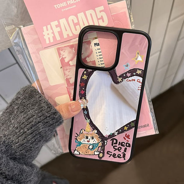 Mirror Star Case Heart Strap Shape Set / Bead Phone FashionChic