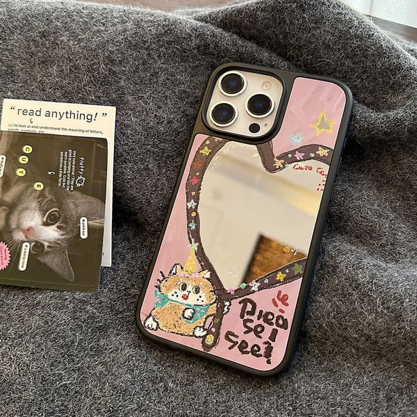 Mirror Star Case Heart Strap Shape Set / Bead Phone FashionChic