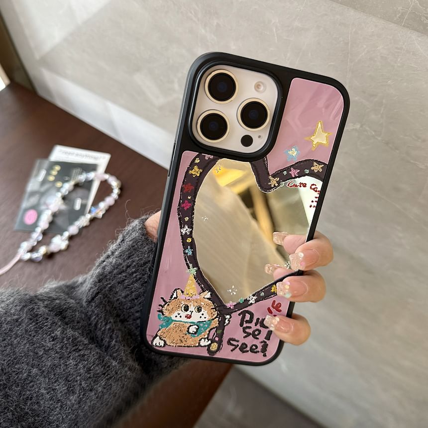 Mirror Star Case Heart Strap Shape Set / Bead Phone FashionChic