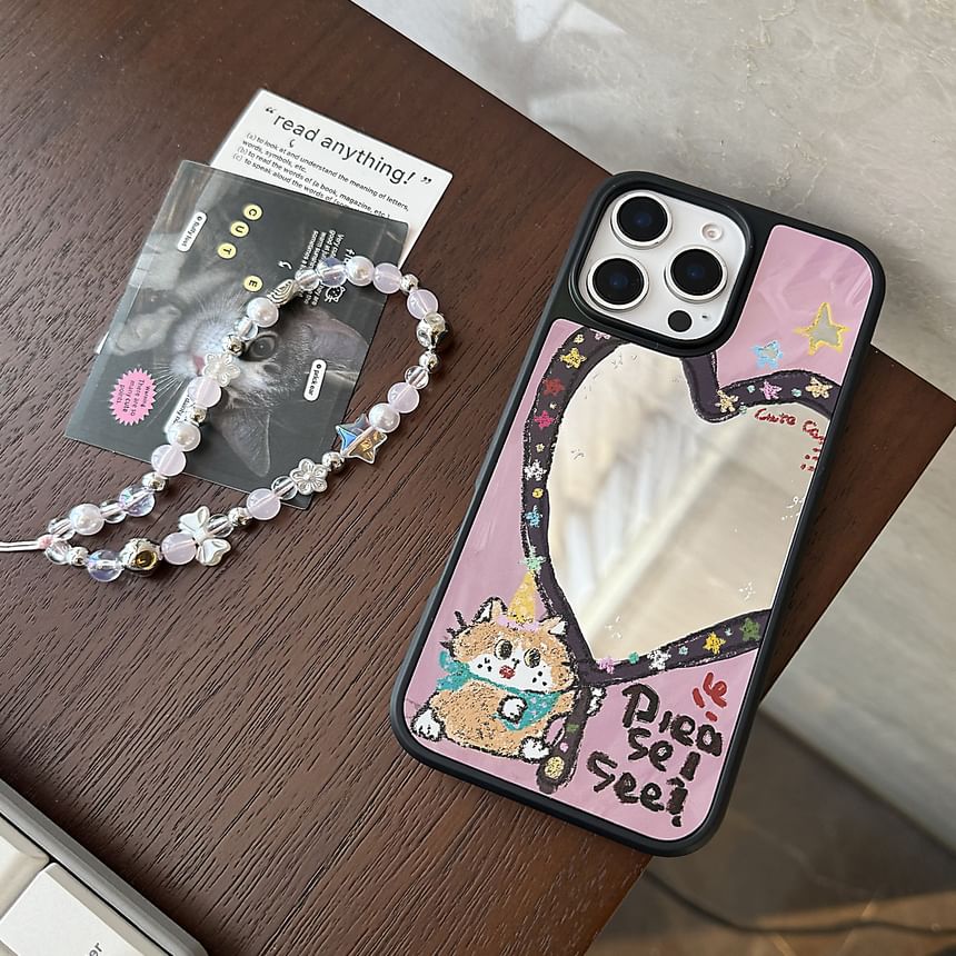 Mirror Star Case Heart Strap Shape Set / Bead Phone FashionChic