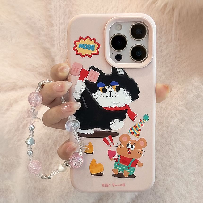 Cartoon Bead Strap Set Print Phone Case / FashionChic