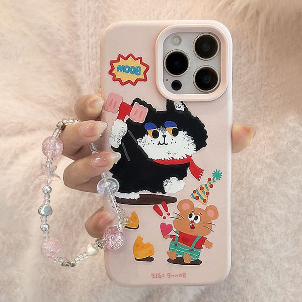 Cartoon Bead Strap Set Print Phone Case / FashionChic