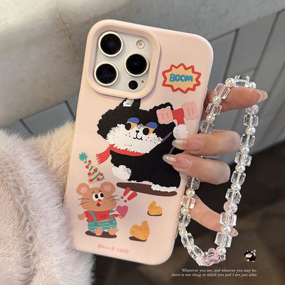 Cartoon Bead Strap Set Print Phone Case / FashionChic
